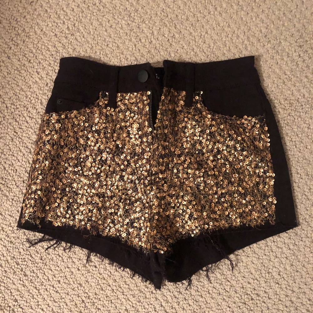 BDG High Rise Denim Shorts with sequined front
